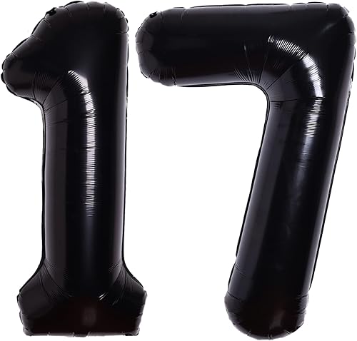 Globo negro gigante de 40 pulgadas con el número 17, globos de aluminio de Mylar de helio para fiestas de cumpleaños, decoraciones de cumpleaños de disponible en Yaxa Peru