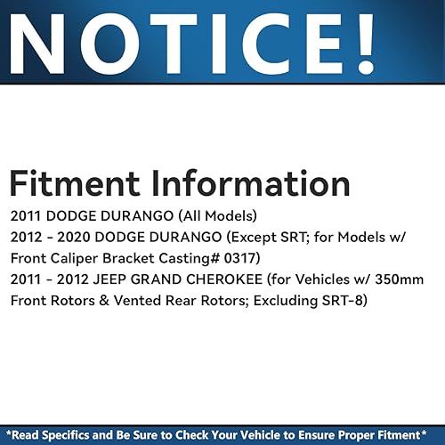 Miniatura 2 de Detroit Axle - Kit de freno delantero para Jeep Grand Cherokee Dodge Durango 2011-2020, rotores de freno de disco perforados y ranurados, pastillas