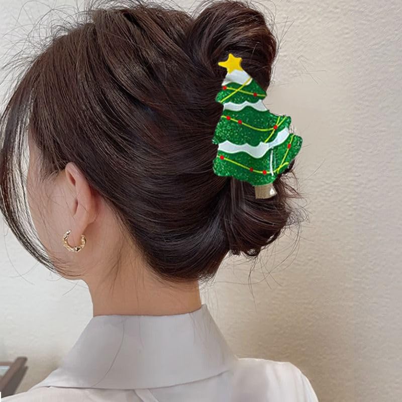 Pinza para cabello diseño árbol de Navidad verde miniatura 7