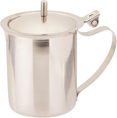 Juego de 6, 10 onzas (onza), crema para servir, crema de café líquido-azucarado, jarra de leche, mango de dedo, acero inoxidable calibre 18/8