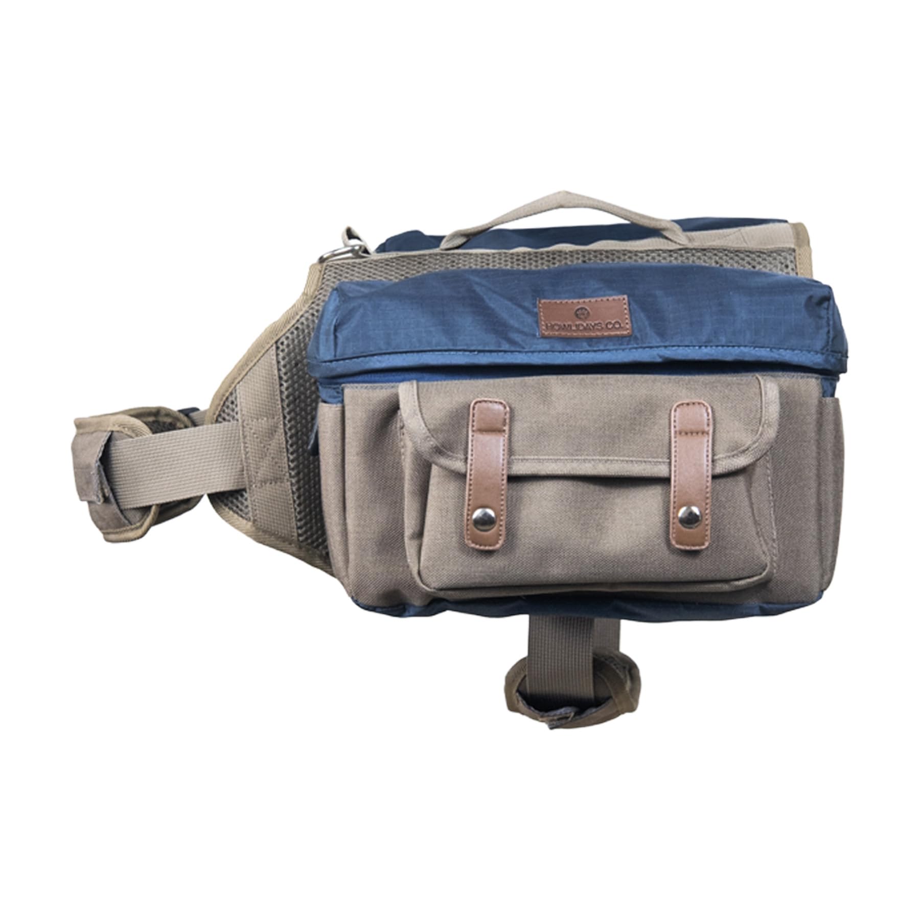 Arnés de mochila de senderismo para perros medianos y grandes, bolsa de sillín duradera con asa, compartimentos de almacenamiento grandes y ajuste ajustable para aventuras al aire libre