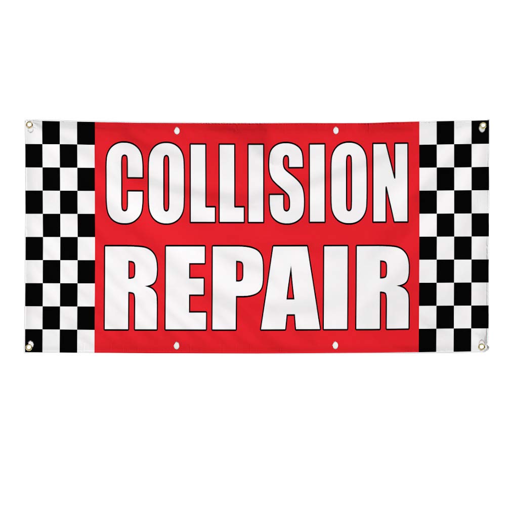 Vinyl Banner Multiple Sizes Collision Repair Auto Body Shop Car A Automotive Outdoor Weatherproof Industrial Yard Signs Red 6 Grommets 36x72Inches