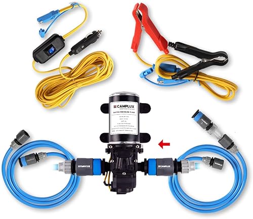 CAMPLUX - Kit de bomba de agua de 12 V, bomba de alta presión de 1.6 GPM 65 PSI para caravana, caravana, barco, sistema de agua caliente a gas