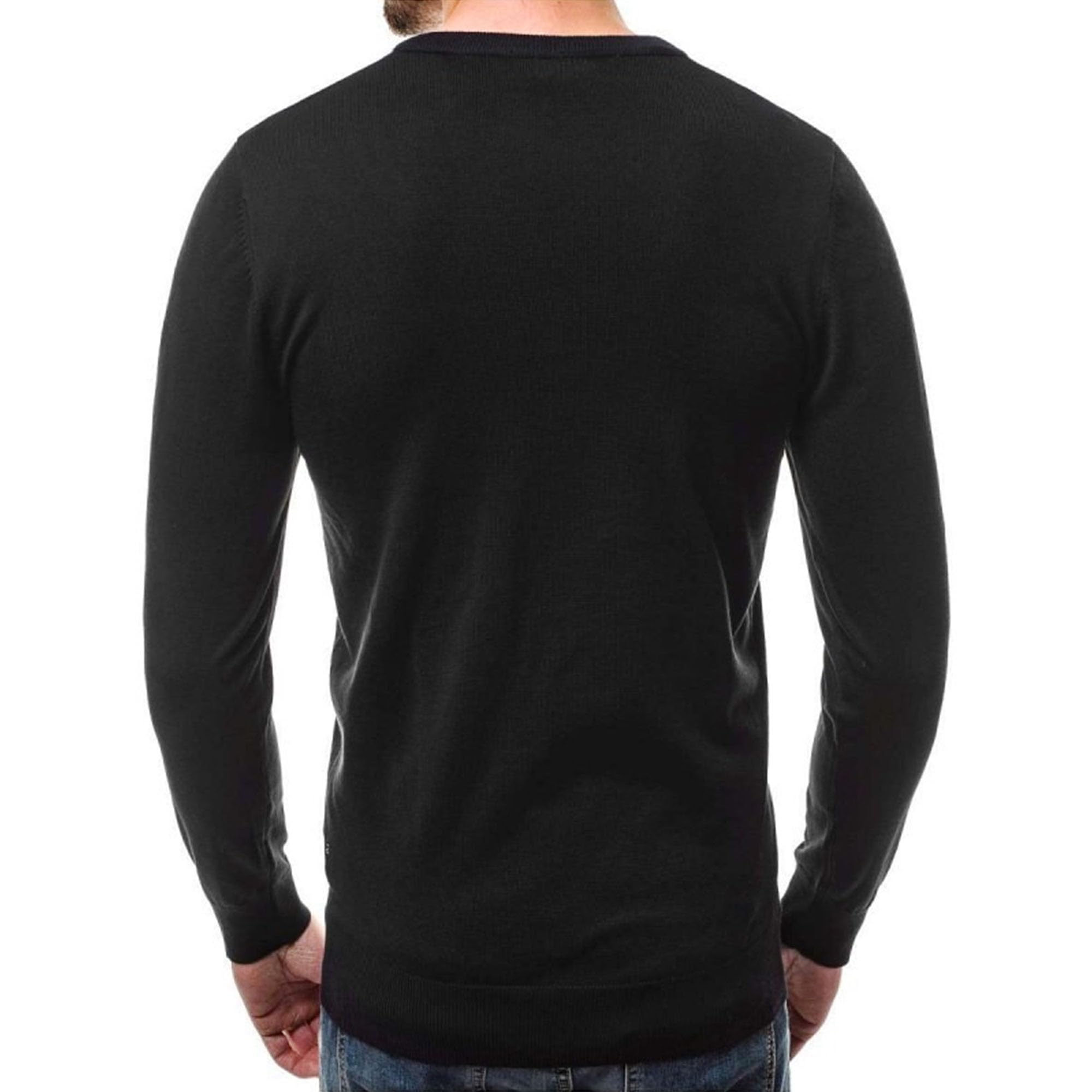 Men's V Neck Casual Lightweight Cardigan Soft Long Sleeve Sweaters Pocket Button Down Knitted Open Sweater (Black,5X-Large)