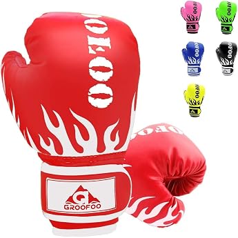 GROOFOO Boxing Gloves Kids 4oz 6oz Boxing Gloves 3-14 Years for Punch Bag Training & Martial Arts MMA Muay Thai Kickboxing & Martial Arts