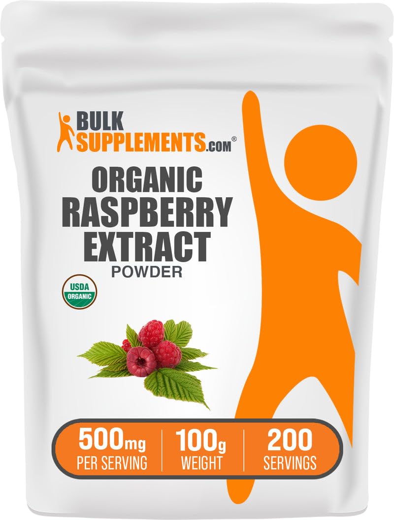 BulkSupplements.com Organic Raspberry Extract Powder - from Raspberry Fruit, Antioxidant Source, Herbal Supplement - Gluten Free, 100g (3.5 oz) (Pack of 1) 3.5 Ounce (Pack of 1)