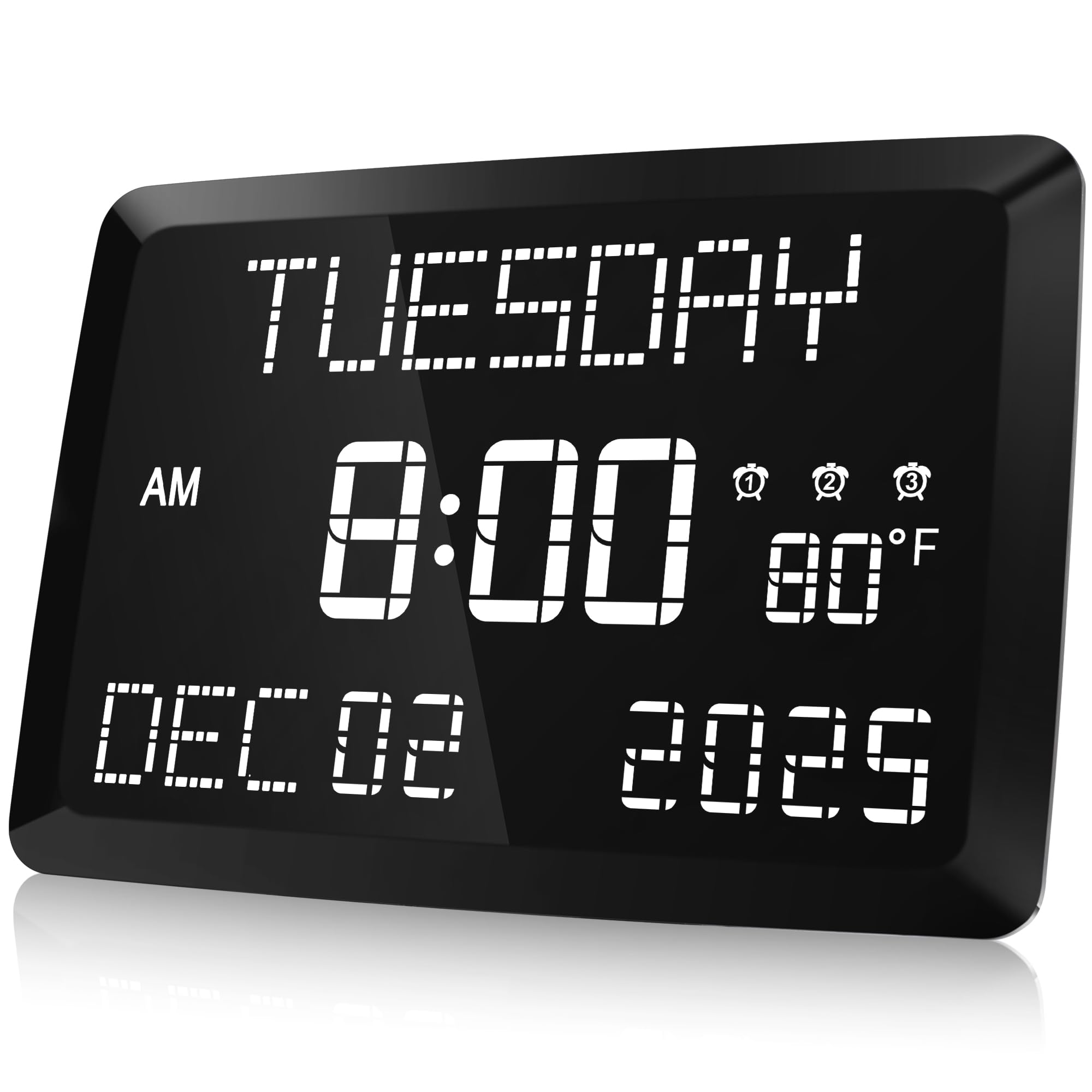 Raynic LED Word Display Dimmable Digital Wall Clock (11.5in Large,12/24H)