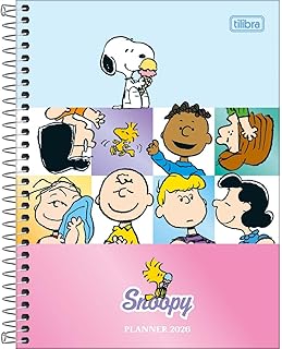 Tilibra - Planner Espiral 17,7 x 24 cm Snoopy 2026 - Personagens, Snoopy e Sorvete