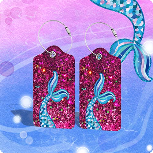 Image of Set of 2 Luggage Tags for Suitcases Women Grid Leather Suitcases Tag with Stainless Steel Loop Privacy Cover ID Label Check Travel Bag Tags Luggage Identifiers for Women Men Travel