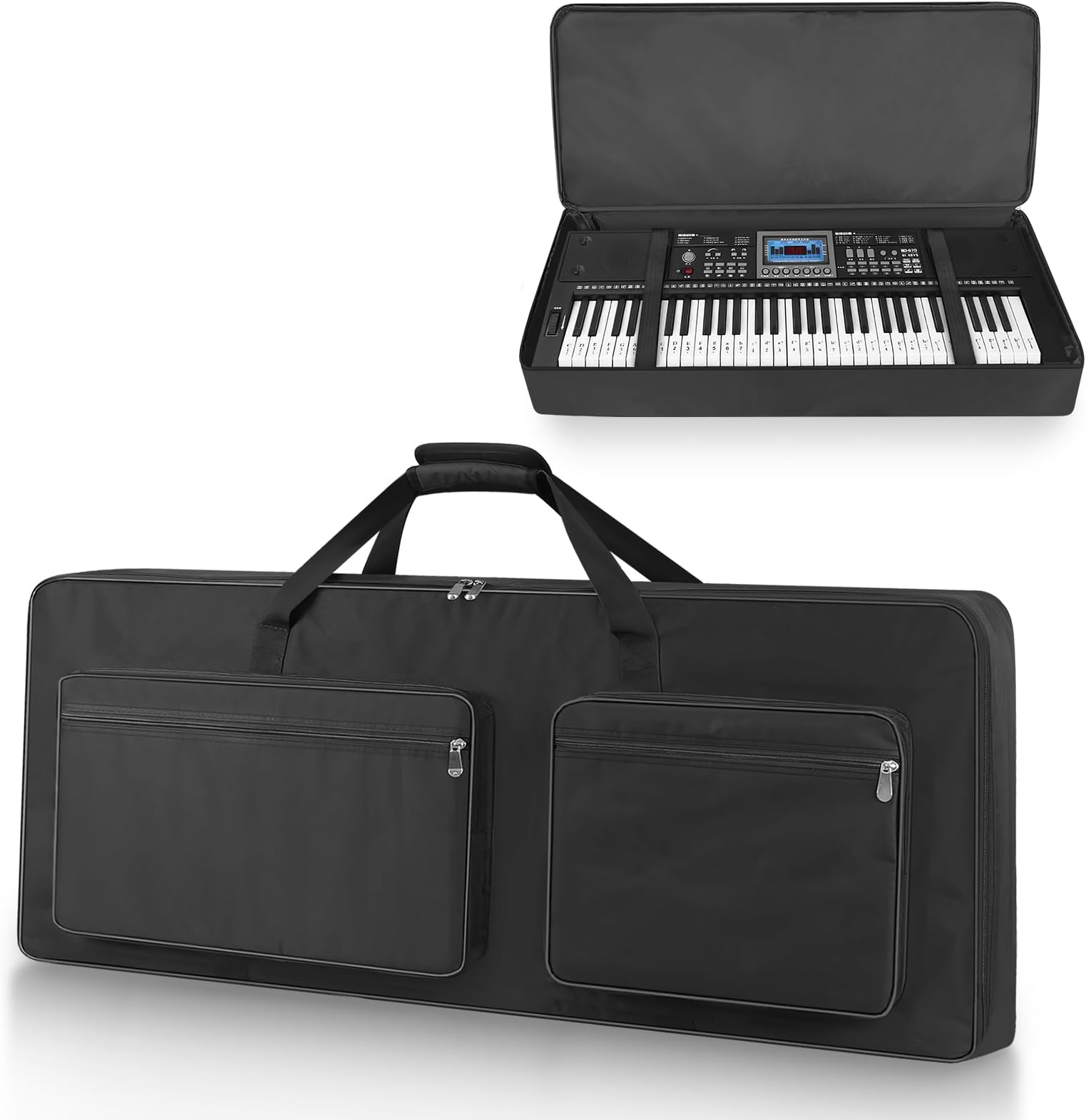 SUNDOY Portable Electric Piano Gig Bag Keyboard Bag 600D Oxford With 10mm Cotton Padding Lightweight Durable And Travel, Black, 88 Key-138x18x38-cm, Basic Black