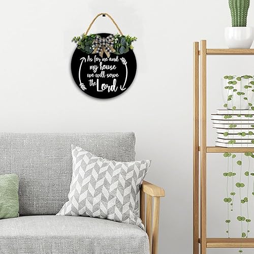 Miniatura 6 de Letreros rústicos de madera con texto en inglés "As for Me and My House We Will Serve The Lord Wreaths for Front Door Wood" ("As for Me and My House