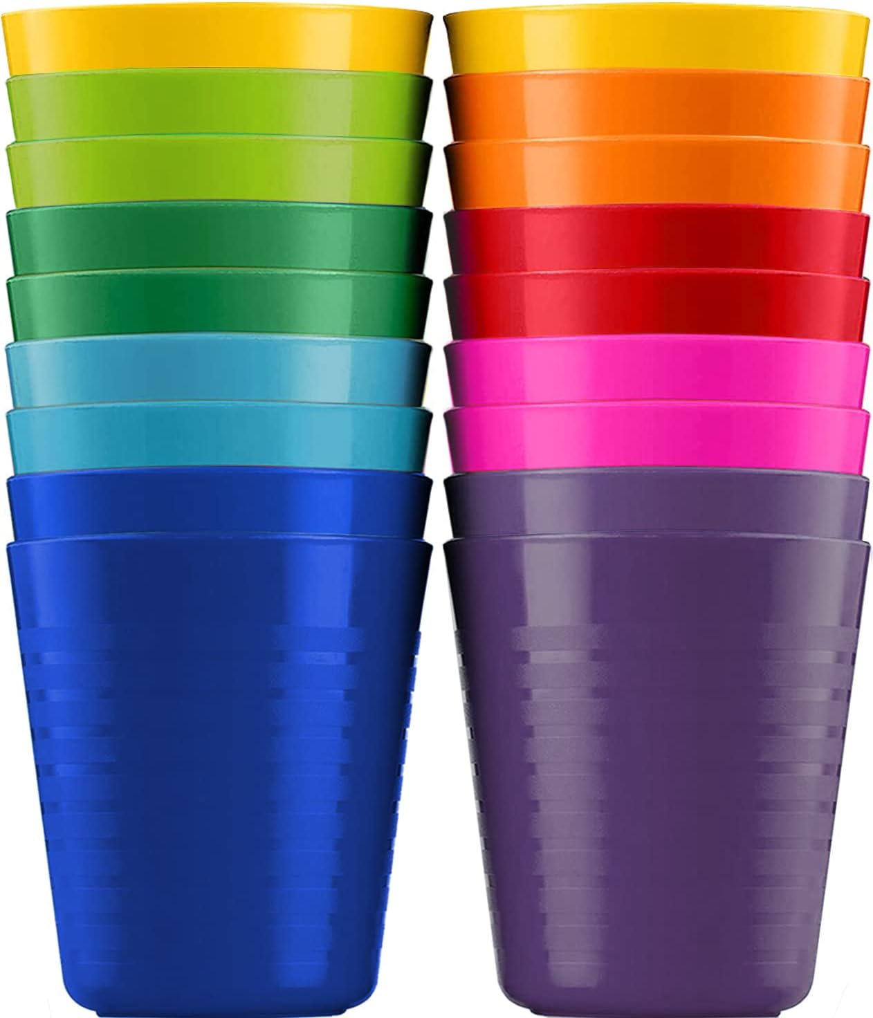 PLASKIDY Kids Cups Set of 18 Plastic Toddler Cups 8 Ounce