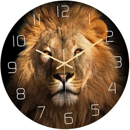 Miniatura 8 de DECHOUS 2pcs Creative Wall Clock Lion Pattern Clock Digital Wall Clock Office Decor Kitchen Clock Kids Room Decoration Lion Pattern Wall Clock