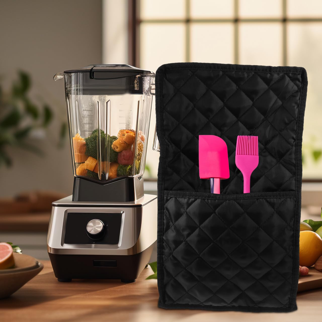 Cabilock Mixerabdeckung Aus Polyester Mit Tasche Kratzfeste Schutzhülle Für Standmixer Und Küchenmaschinen 17X9.7X7.5 Zoll Schutz Vor Staub Und Beschädigung