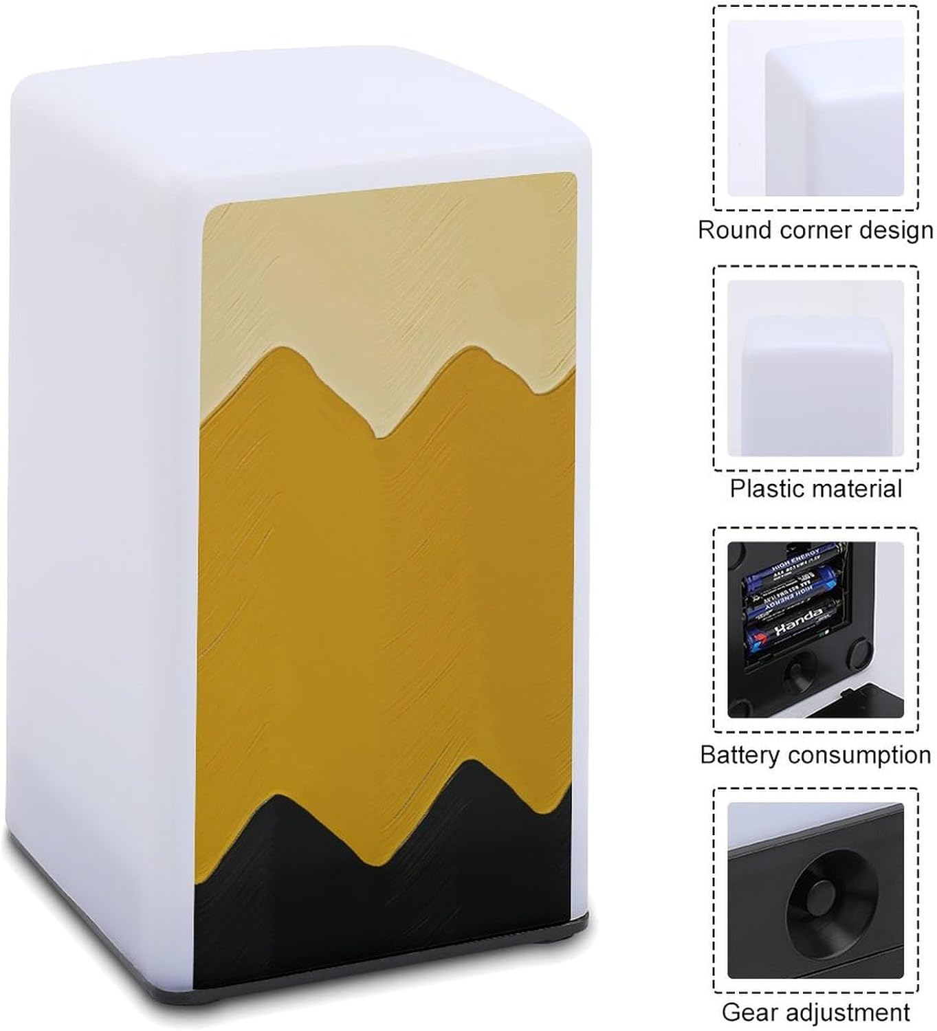 Desk Lamp for Office Home Dimmable Small Desk Lamp Mustard Yellow and Black Battery Operated Lamp for Reading Study Work