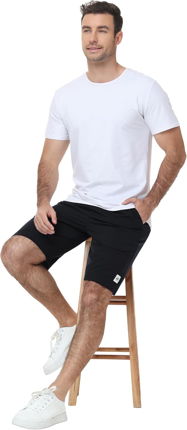 Satankud Men's 9" Casual Shorts Summer Classic Fit Drawstring Lightweight Stretchy Shorts for Golf Gym Workout