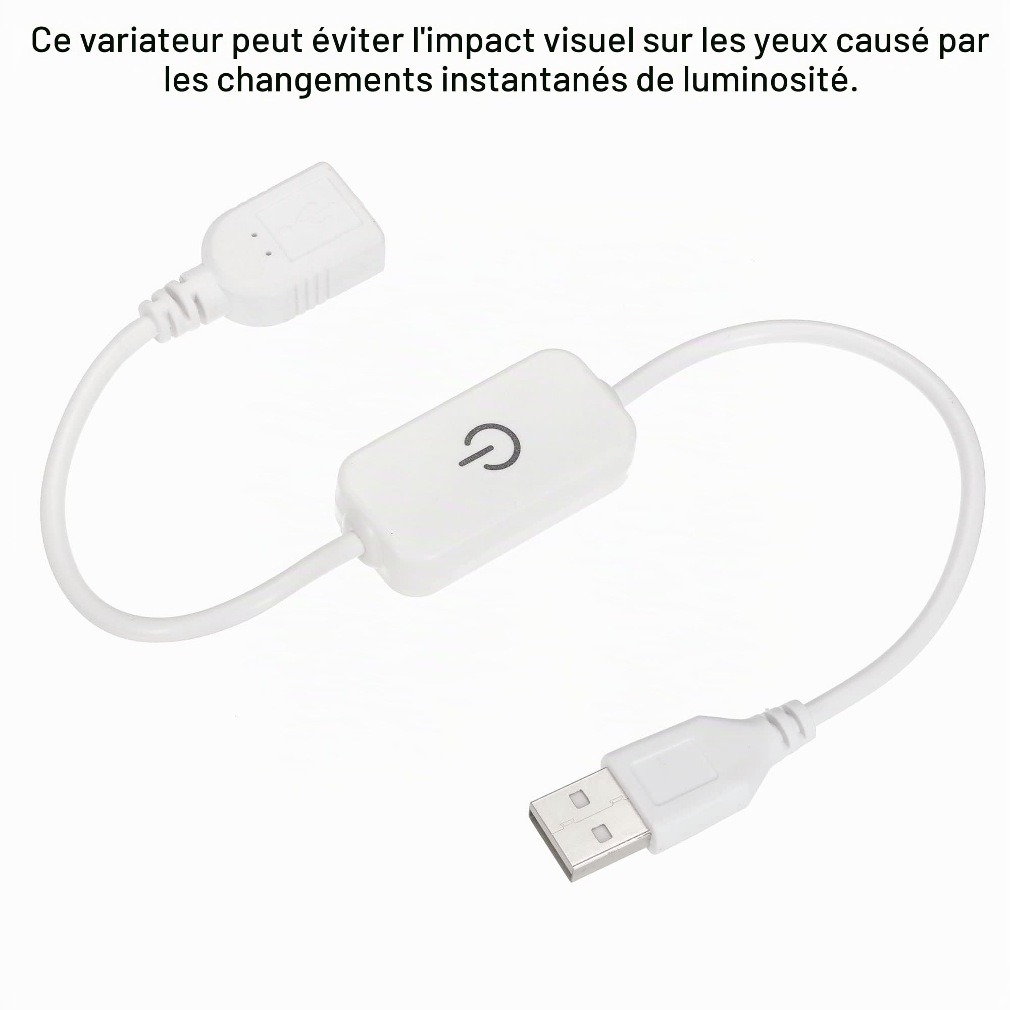 sourcing map LED Tactile En Ligne Gradateur 5V 3A USB Cordon Tactile Commutateur Contrôleur pour Simple Couleur Émettant Diode Bande luminaire, Blanc
