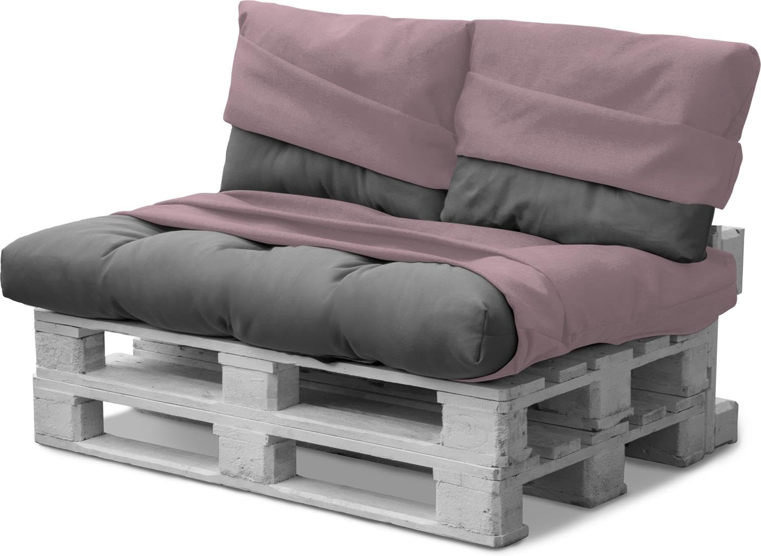 normani Bezüge für Palettenkissen - Ersatzbezüge Palettenkissenbezüge - Auflage - Gartenmöbel für In- und Outdoor Rosa 3-Teilig Wasserdicht 80 cm × 120 cm + 42 cm × 60 cm