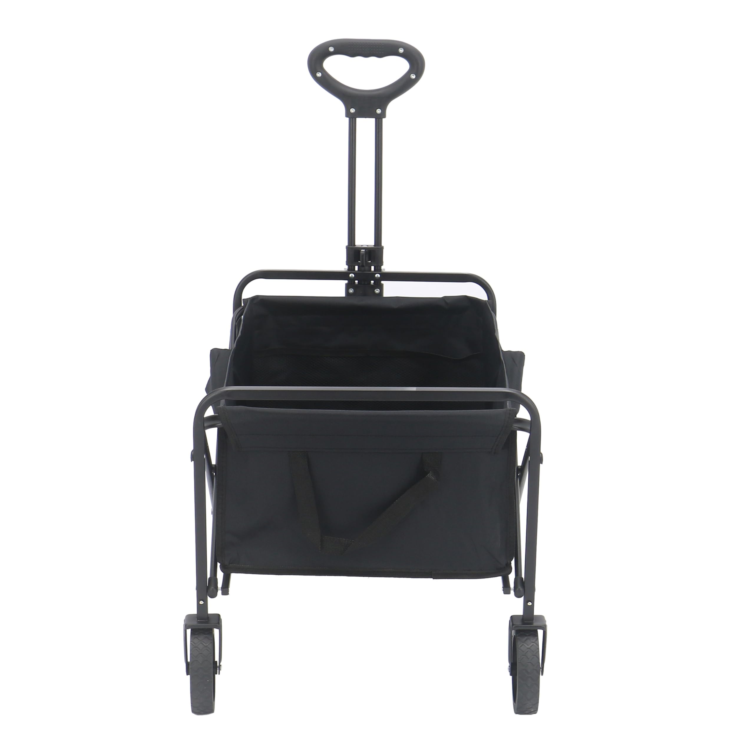 AXI SB120 Faltbarer Bollerwagen in Schwarz | Handwagen Klappbar/Faltbar mit Hülle, Innentasche & Getränkehalter - PP Gummireifen | Kapazität: 60 l