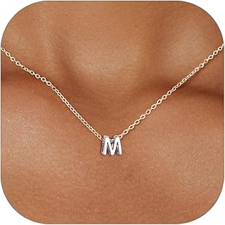 925 Sterling Silver Initial Necklace for Women Dainty Letter Jewelry Per...
