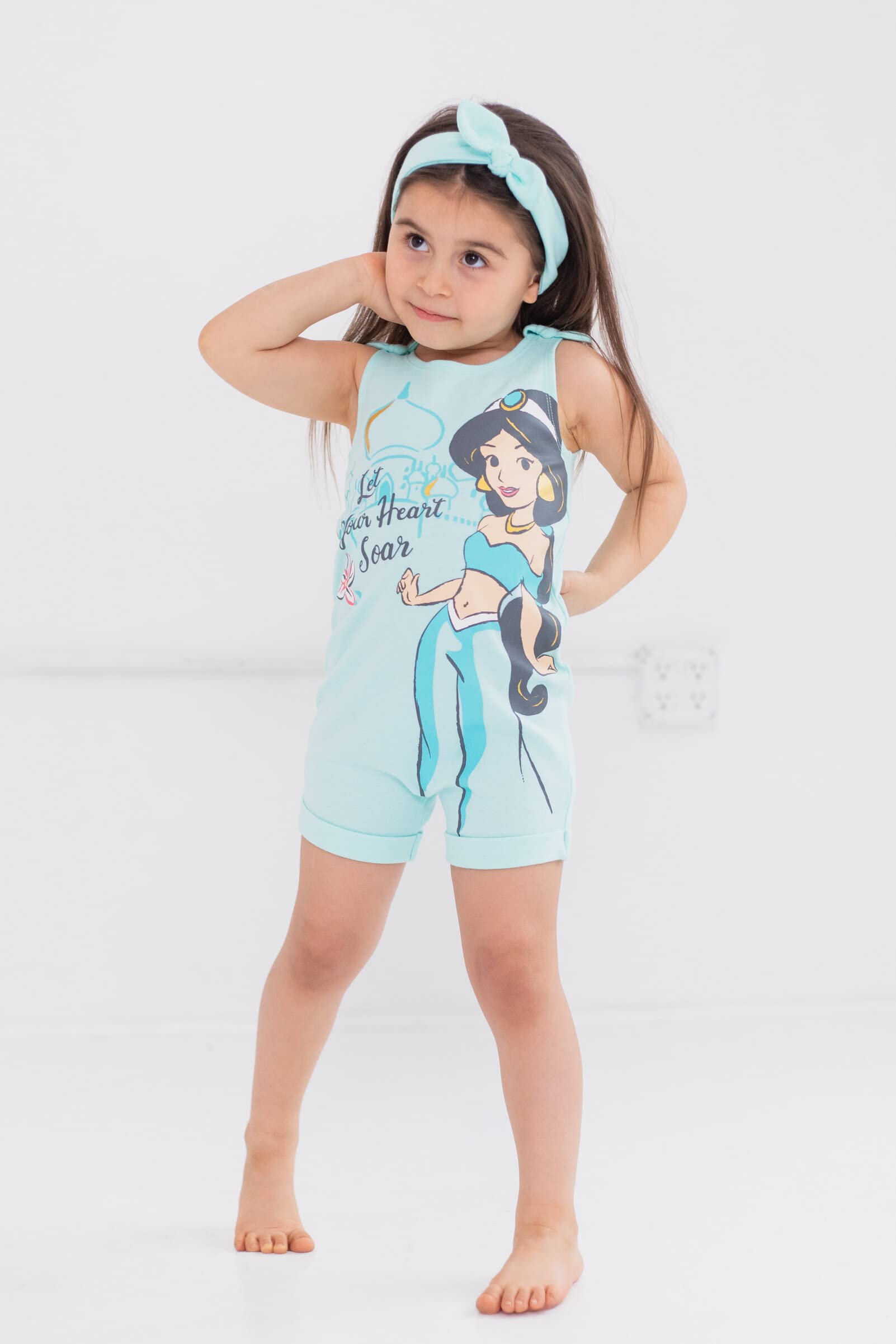 Disney Princesa Rapunzel Ariel Belle Jasmine Aurora - Mameluco y diadema para bebés y niñas recién nacidos a niños pequeños