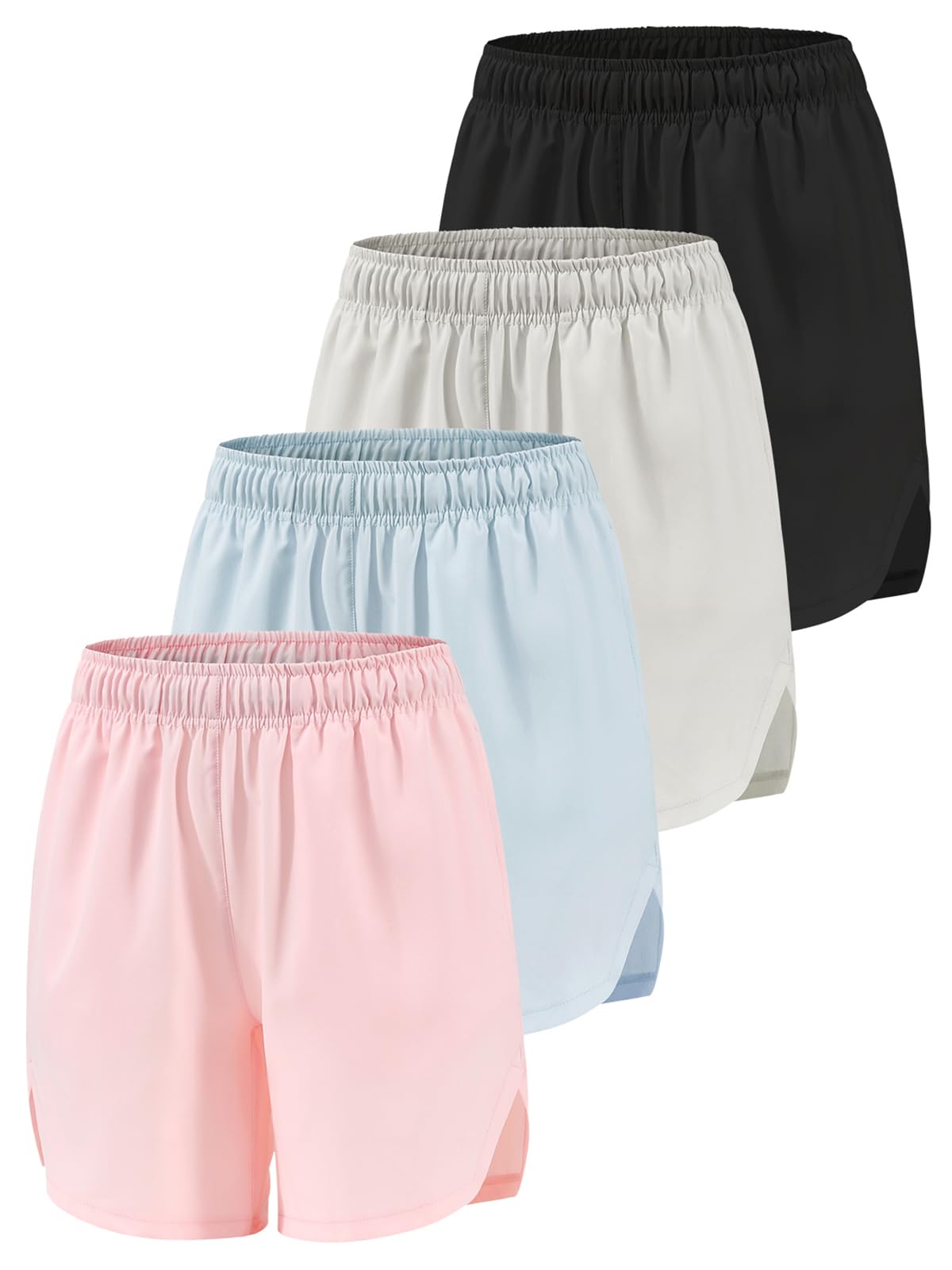 Mexholin Girls Athletic Shorts with Pockets Running Shorts for Girl,Soccer Short for Kids Teens Basketball Workout Black/Gray/Blue/Pink L