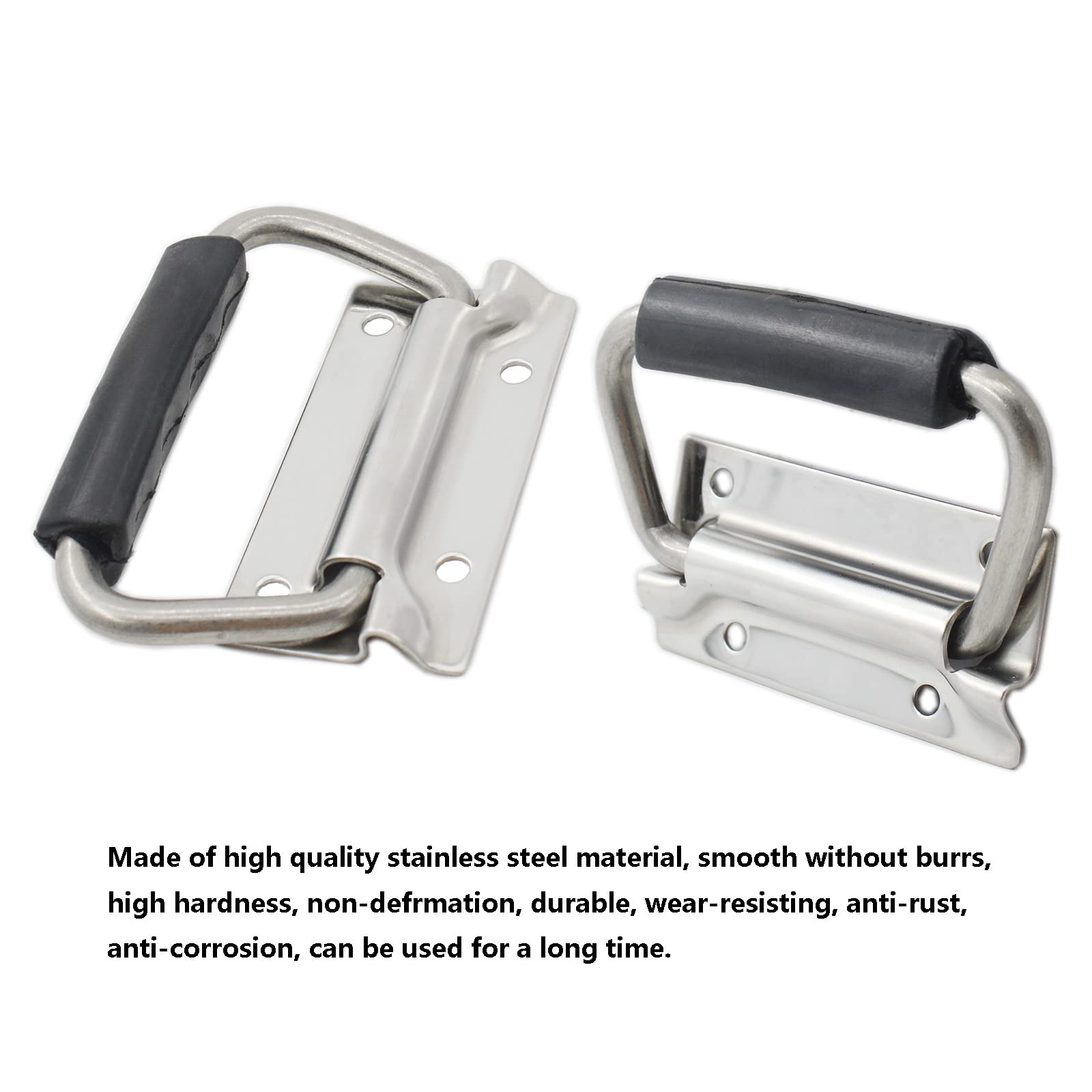 2Pcs Spring Loaded Pull Handles Surface Mount Chest Handle with Rubber Grip Handmade Chest Trunk Lifter Handle Pull — view 5