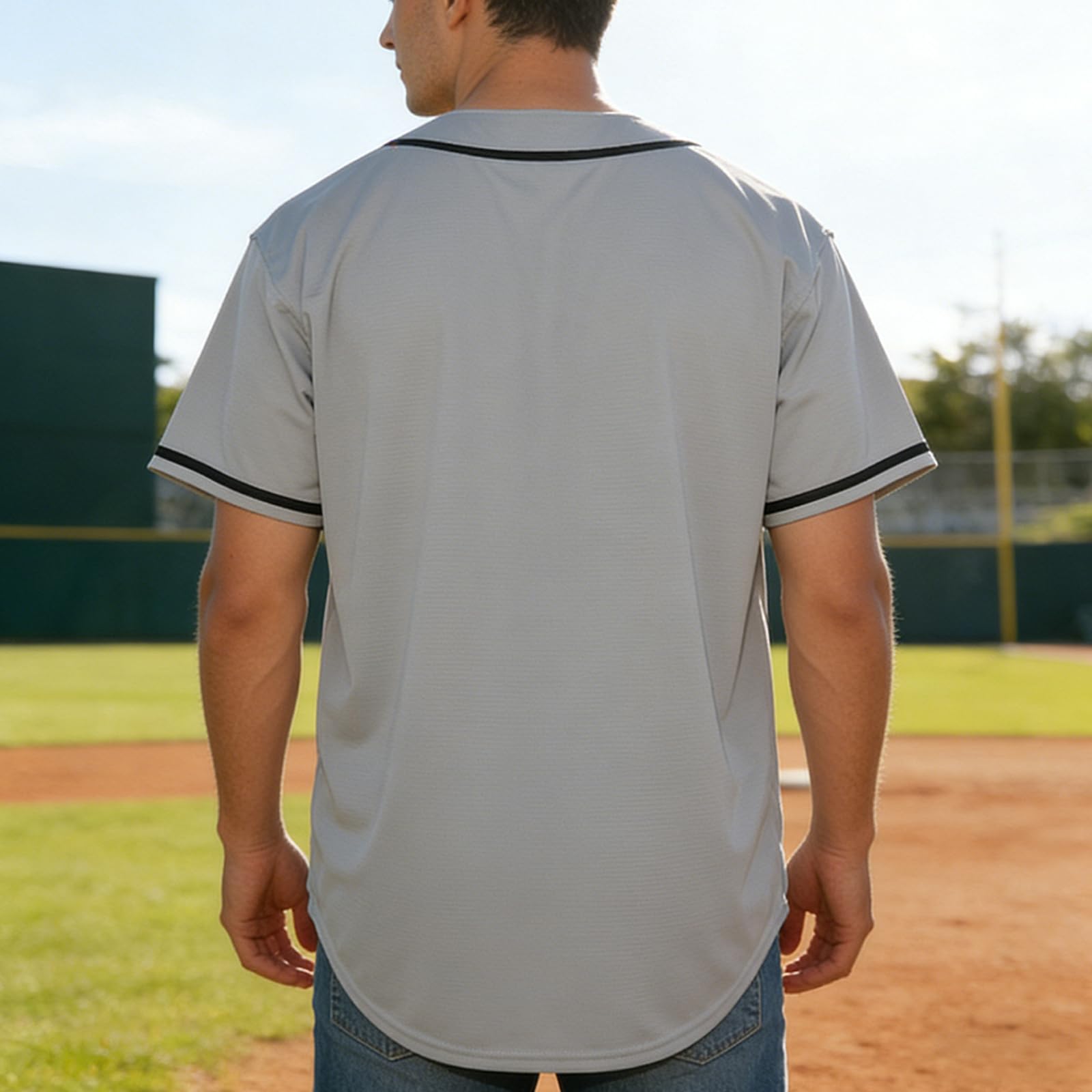 Camiseta de béisbol en blanco, camiseta casual de manga corta con botones — view 2