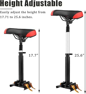 Adjustable Electric Scooter Seat for Adults – Fits 5.5"-6.2" Wide Curved-Edge Scooters, Ergonomic PU Cushion, Sturdy Aluminum Rod, Tool-Free Installation, Height Adjustable, Durable & Comfortable