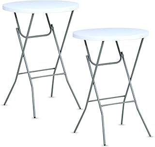 32in Folding Bar Height Tables (2-Pack) – White Round High Top Cocktail ...