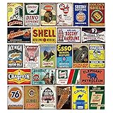 Tin Signs 26 Pieces Reproduction Vintage, Gas Oil Metal Signs, Home Kitchen Man Cave Bar Garage Wall Decor, 8x12 Inch