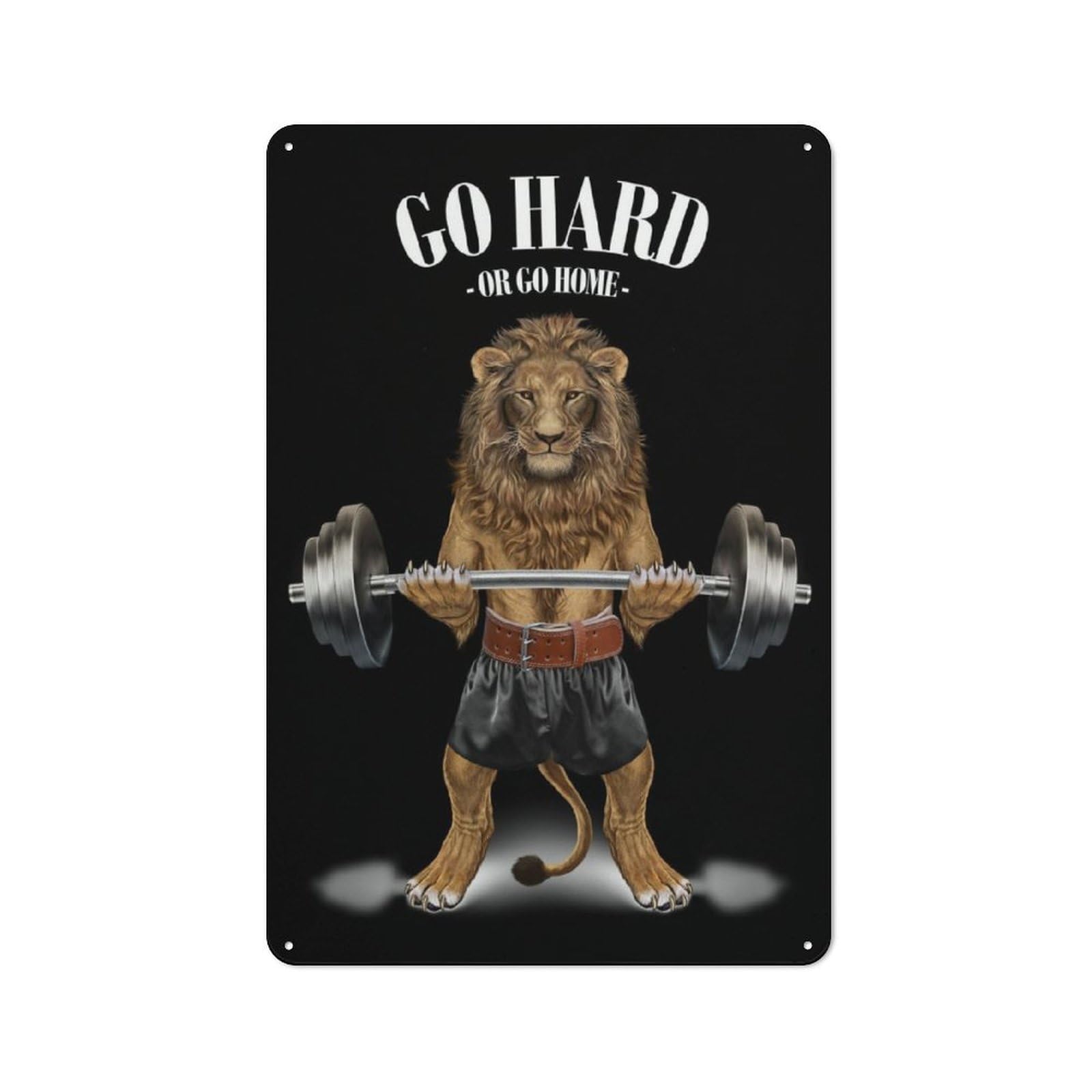 Farmhouse Lion Weightlifting Country Metal Sign 30x20cm, Cottage Wall Art for Farmhouse Kitchen, Pantry Or Dining Area