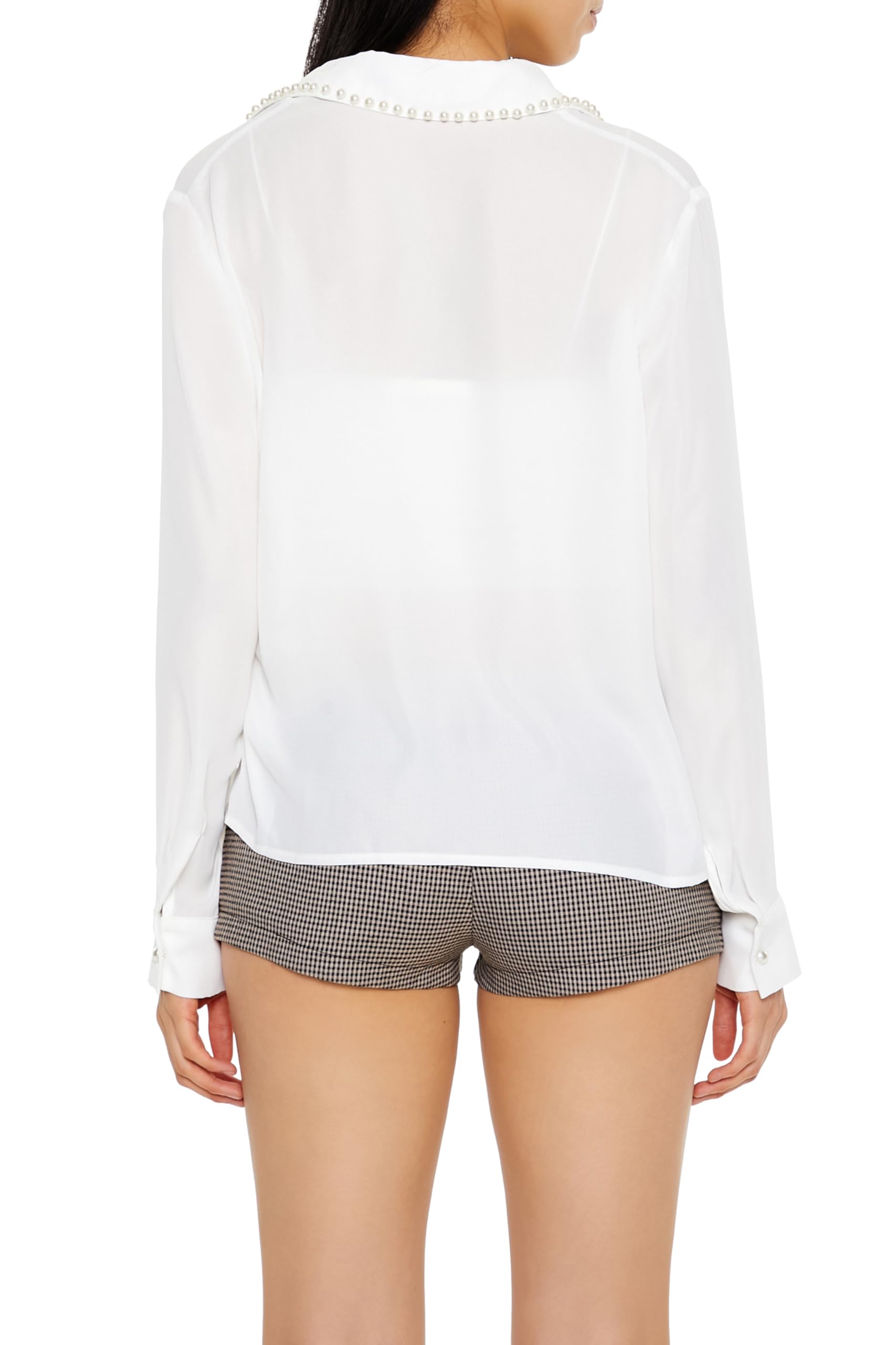Forever 21 Oversized Sheer Chiffon Shirt Camicia Oversize in Chiffon Trasparente Donna