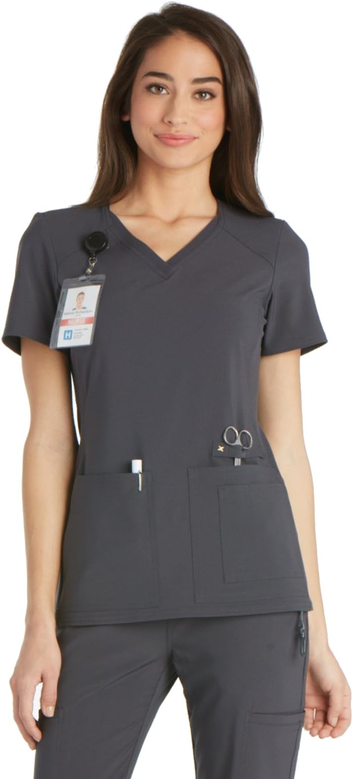 Women's Medical Scrub Top Iflex V-Neck Knit Panel Top - CK605