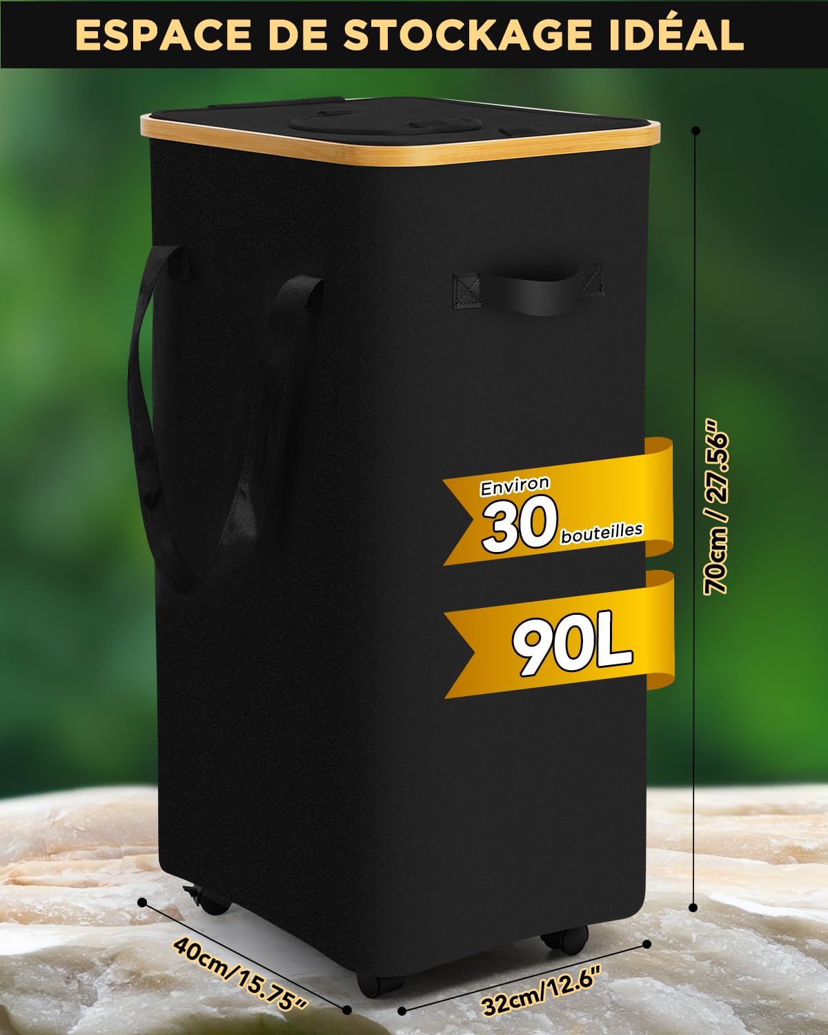 SOUTHGATE 140 l afvalscheidingssysteem, statiefflessen verzamelcontainer 2 vakken, statiefcontainer met flip-top, opslag van statiefflessen [incl. 2 draagtassen], vuilnisemmer voor glas, plastic en