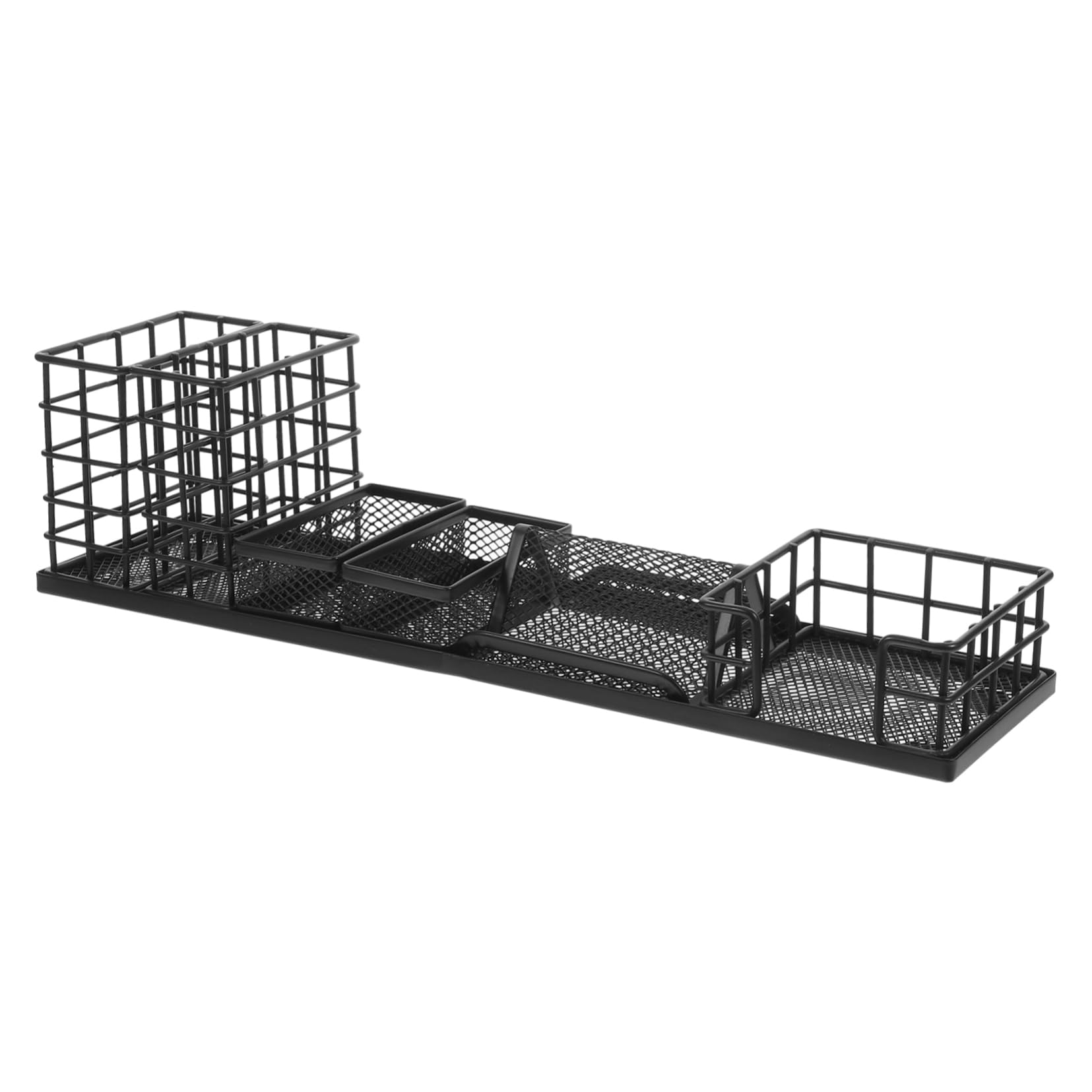 Set Di 7 Organizer Da Scrivania in Metallo Nero Per Cancelleria E Ufficio Con Organizer Da Scrivania Multi-griglia Per Trucchi