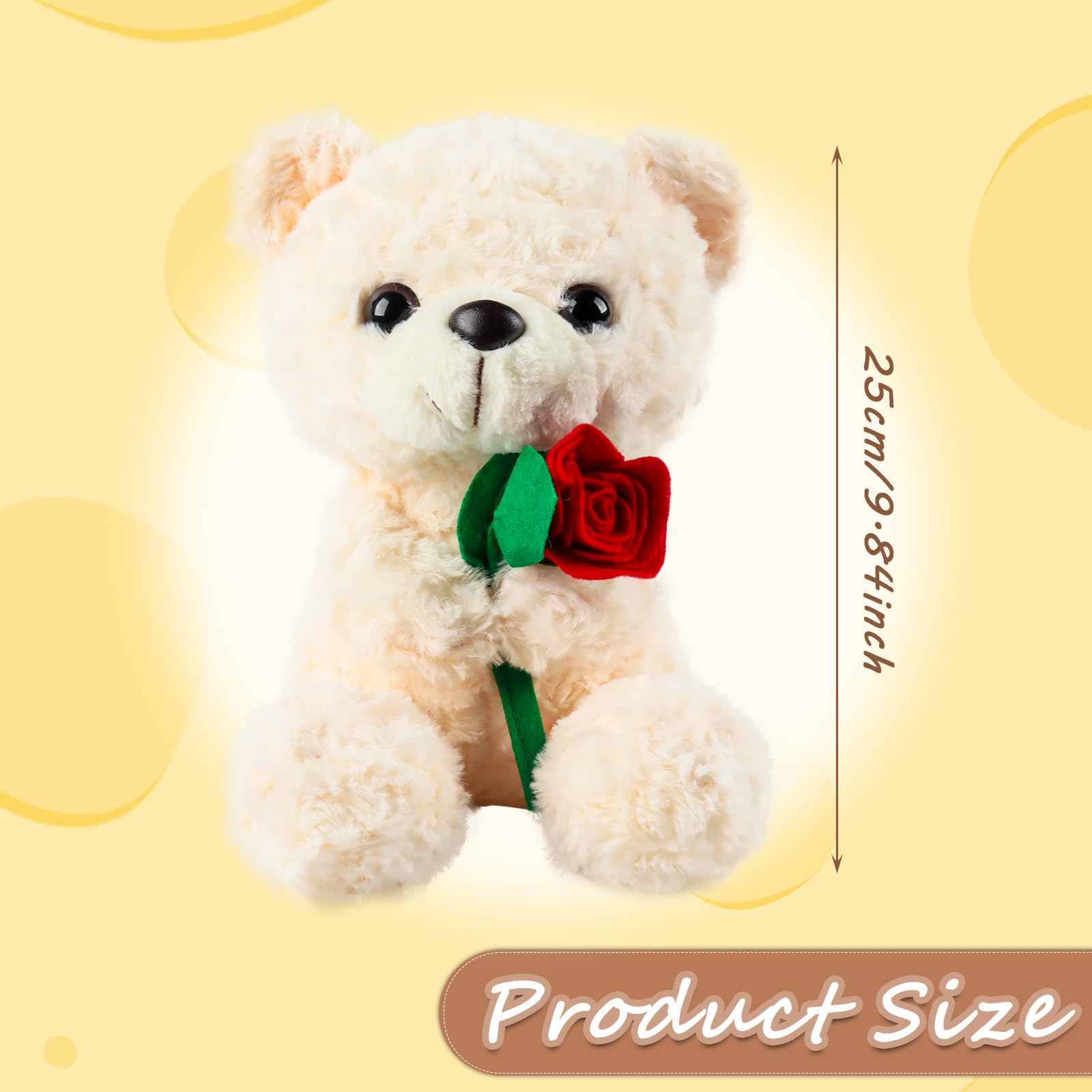 TIVUNORON Teddy Bear Plush Toy Cuddly Toy, 25 cm Teddy Bear Soft Fur Plush Toy, Rose Bear Plush Toy - Image 2