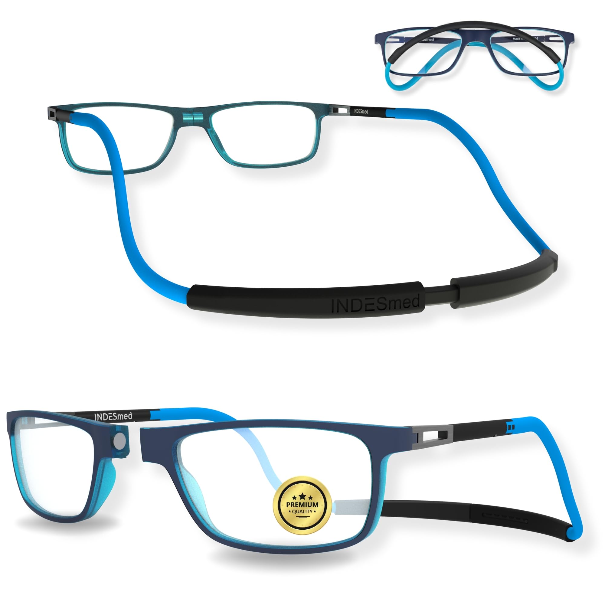 INDESMED – Magnetbrille Lesebrillen faltbare und verstellbare – Lesebrille blaulichtfilter herren und damen – Modern, Leicht & Clic brille mit magnetverschluss vorne
