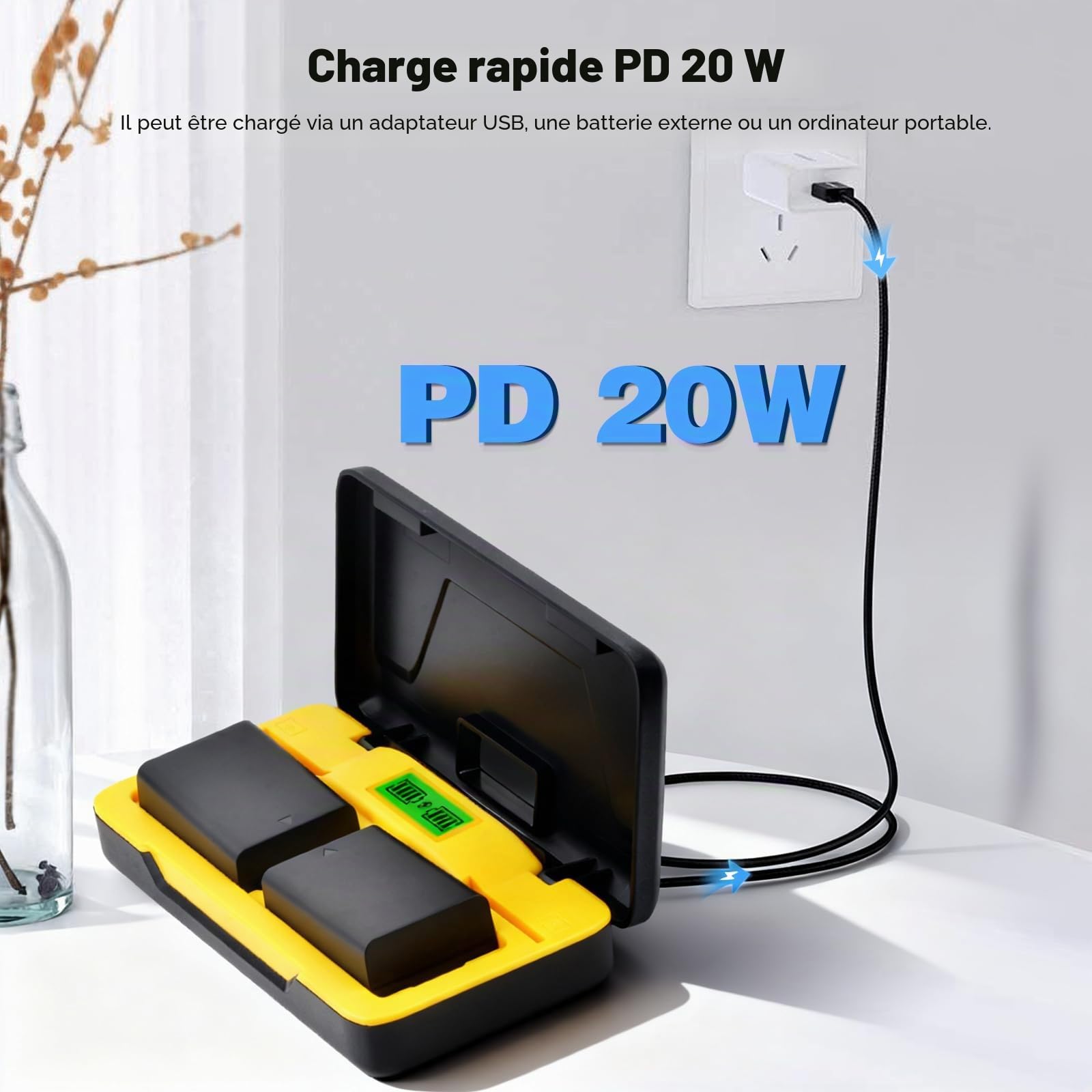 Lot de 2 Batteries et Chargeur EN-EL25 pour Nikon ZFC, Z30, Z50, Z50 II