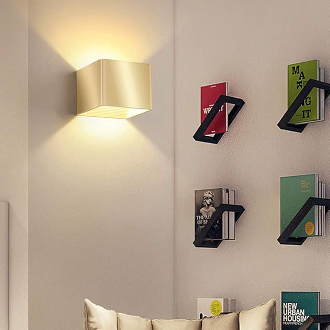 Ahzhlb Indoor Square Wall Light, Golden Hollow Smeedijzeren Lamp Body Wall Schonces, COB LED Verlichtingsarmaturen, Corridor Woonkamer Wandlampen voor Slaapkamer, Eetkamer (Kleur : 3W white light) photo 2