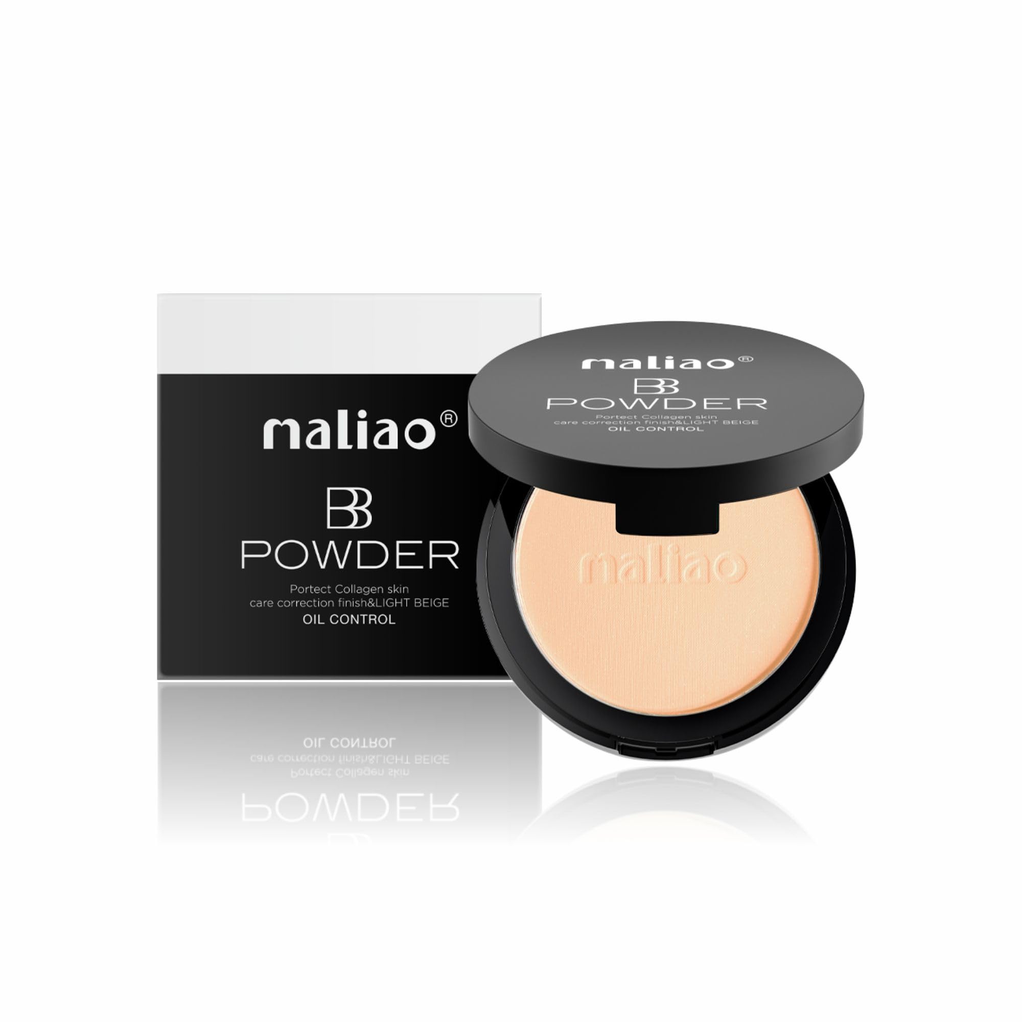 Maliao BB Powder Oil Control - Protect Collagen, Skin Care Correction Finish, Light Beige (NATURAL BEIGE)