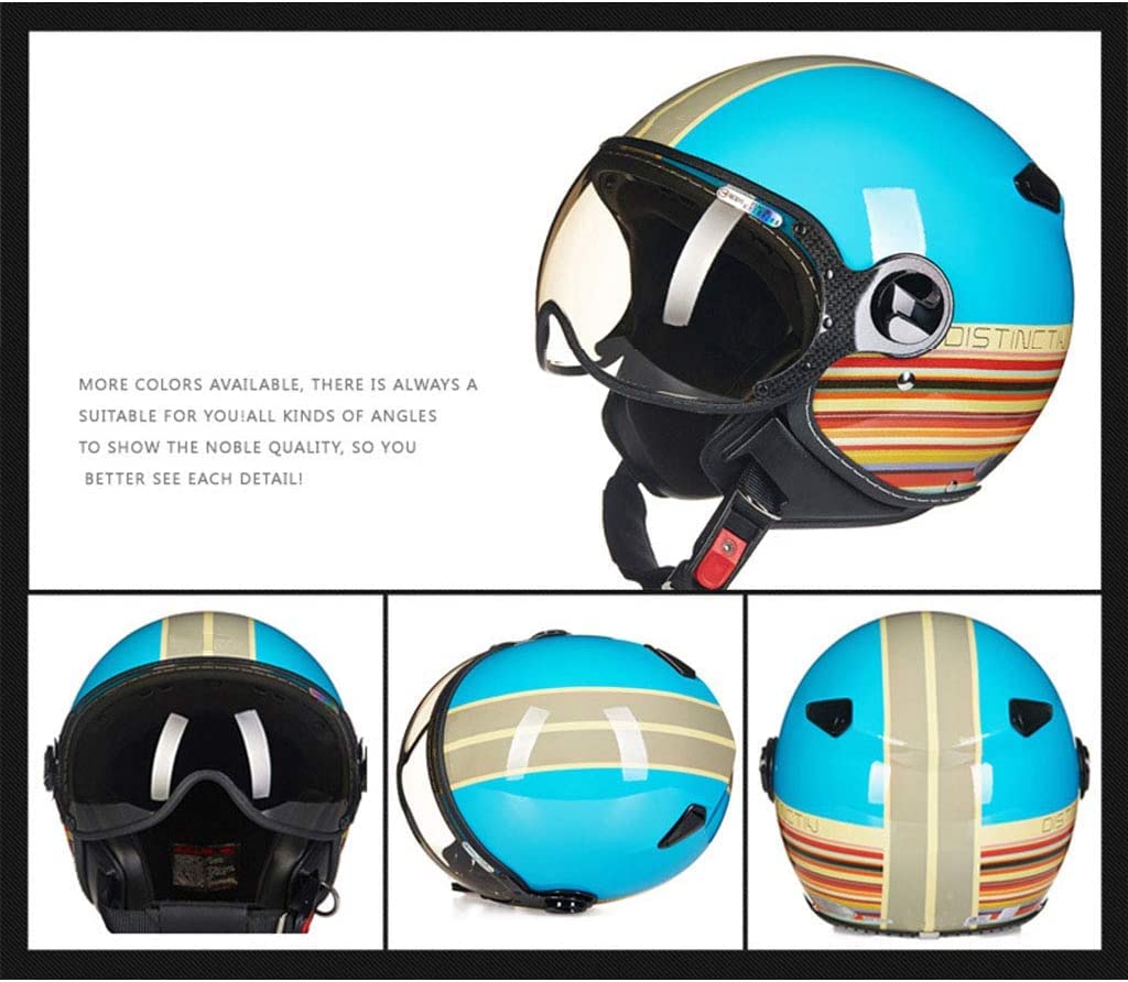 Caschi Moto 3/4 Aperti Unisex - Leggeri Con Doppia Lente, ABS Blu