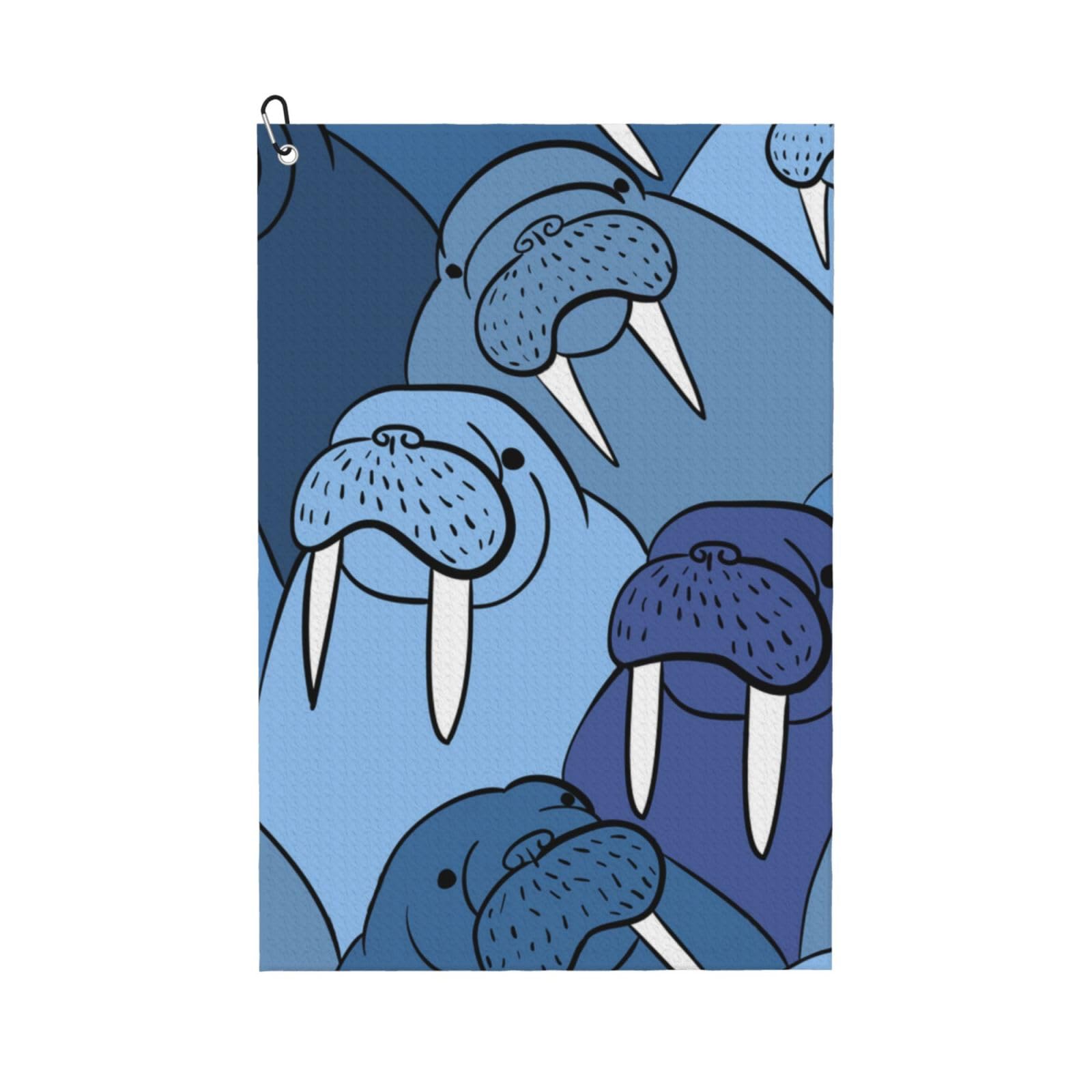 Hnnkloy Wall Of Walrus, 16x24 in Portable Waffle Golf Towels with Carabiner Clip for Golf Bag
