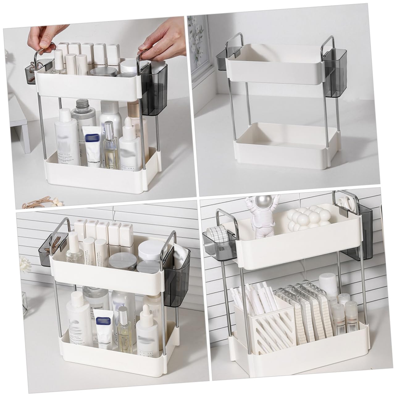 KONTONTY 2Tier Bathroom Organizer Shelf Corner Storage Rack for Kitchen Bathroom Stylish Makeup Toiletries Holder Versatile Use Any Space