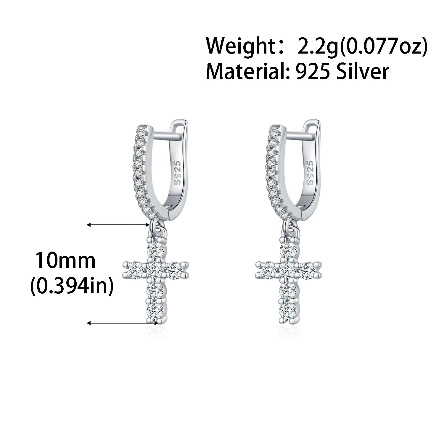 Orecchini da donna in argento sterling 925 Orecchini pendenti a croce Zirconi ornamenti da indossare tutti i giorni Un regalo per lei