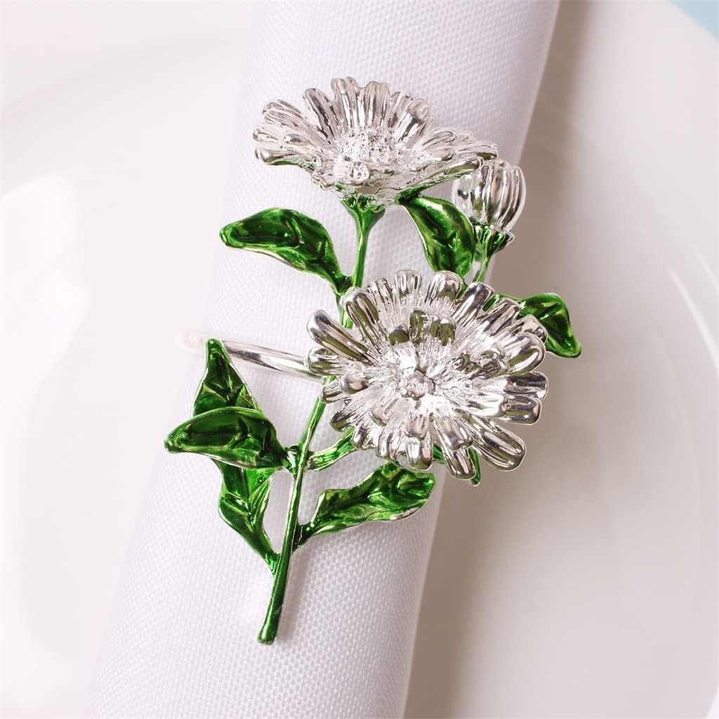 12 Piece Table Ornaments Spring Daisy Napkin Rings Plant Buckles Flowers