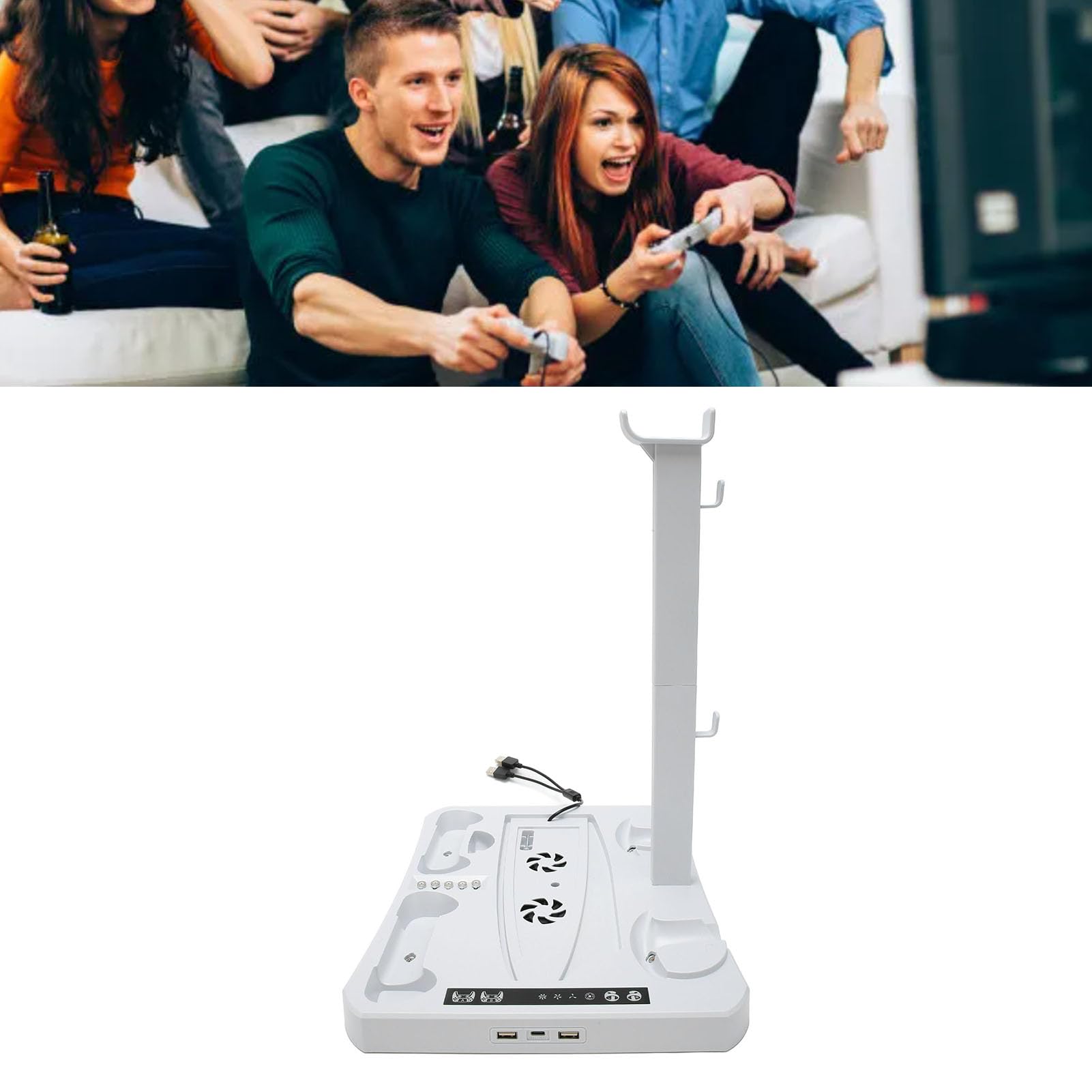 Para Estación de Carga de Controlador de Soporte con Refrigerador y Base de Carga Dual, Compatible con Ediciones de Disco/Digital, Indicadores LED, Protección contra Sobrecalentamiento, para