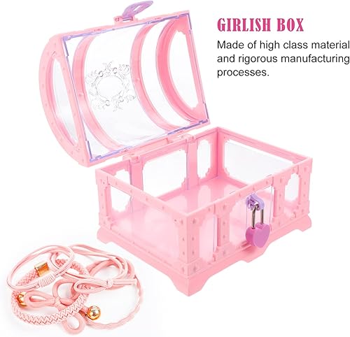 Miniatura 5 de TOYANDONA Cofre del tesoro con candado Juguetes Juguetes para niñas Cubo de juguete Caja de joyería rosa caja de joyería caja de baratijas Caja de