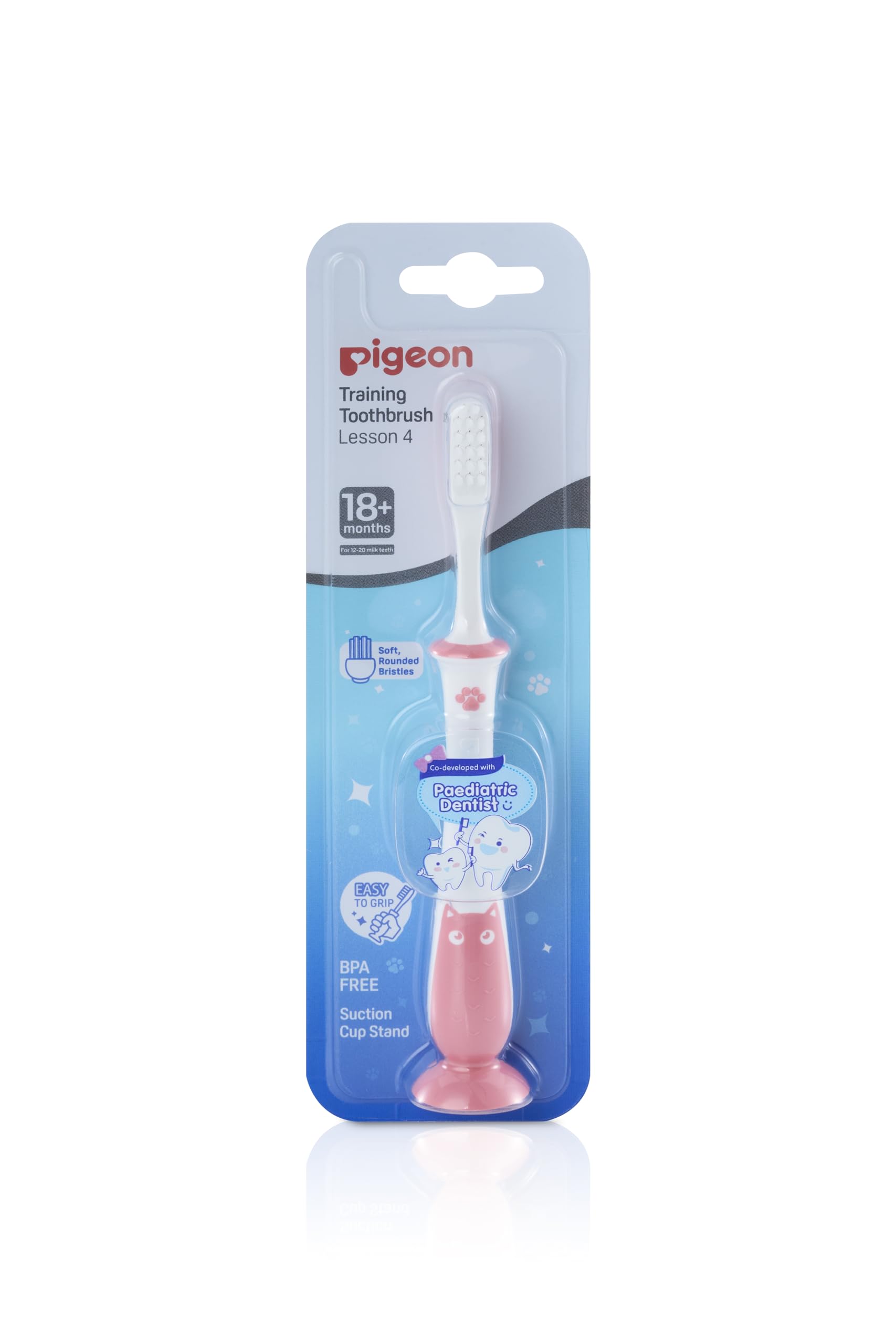 Pigeon Baby Training Tooth Brush Lesson-4 Pink for 18+ Months Children-picture-26
