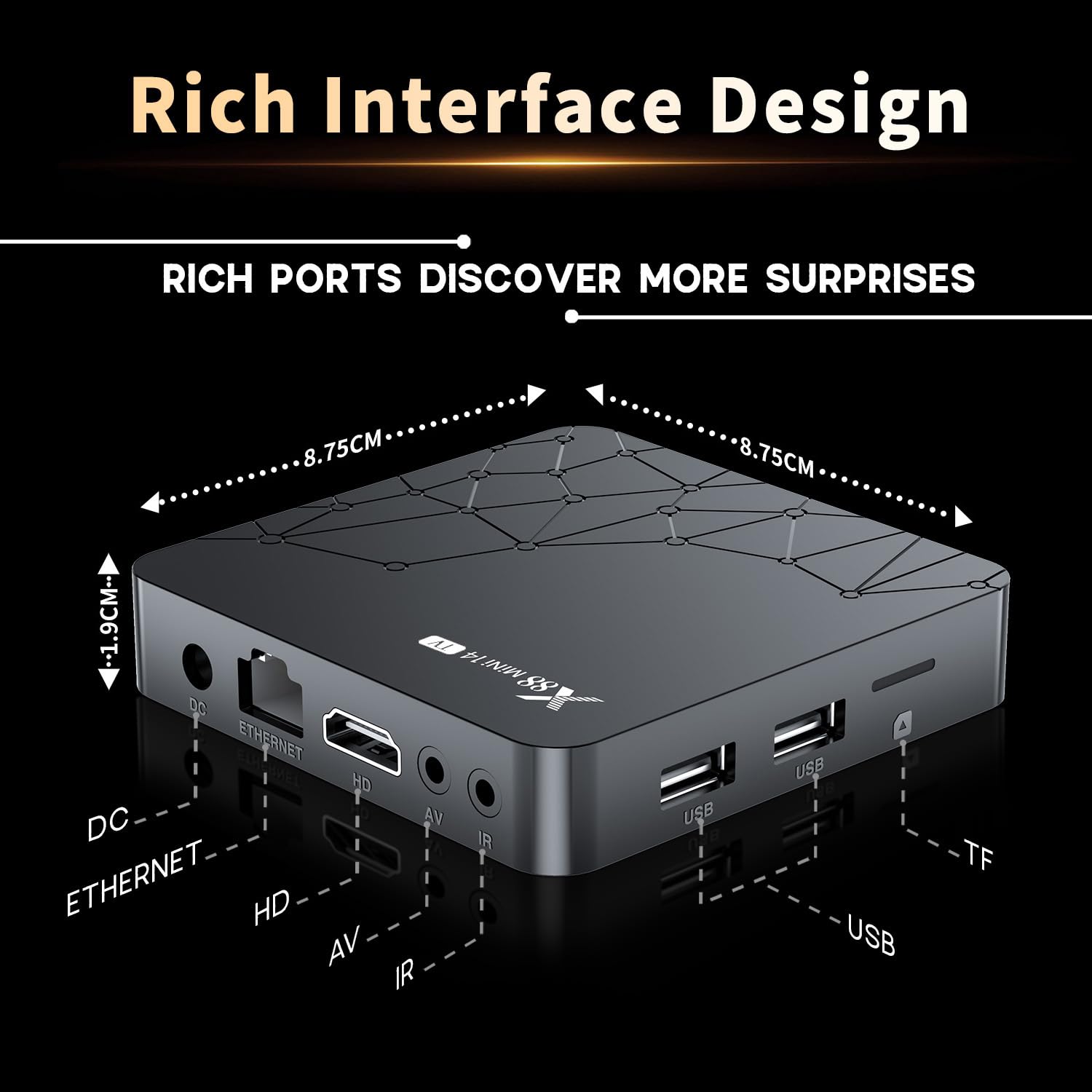 GREVA Android 14.0 TV Box, 8K UHD-rozdzielczość Android Box 2GB RAM 32GB ROM RK3518mini Quad-Core 64bit Cortex-A53, 2.4GHz/5.0GHz Dual Wifi6 10/100M LAN Enternet Bluetooth 5.0 USB3.0 Smart TV Box 3D